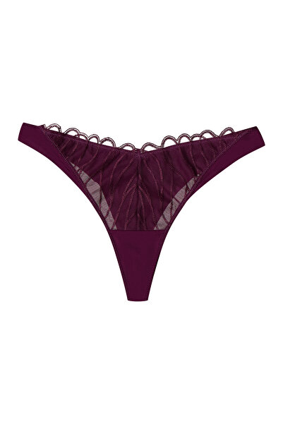 ESOTIQ Chiloți tanga pentru femei, din dantelă, cu plasă brodată în față și volane | Olyvia