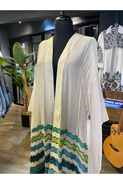 AJAL Women's Embroidered Long Sleeve Slim Special Design Abaya Kimono