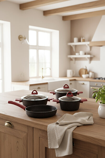 Bambum Pluto 7 Parça Granit Tencere Seti Siyah