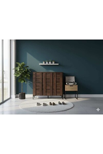 Generic Ricky Shoe Cabinet | 3-Door Wooden Shoe Organiser Coffee colour 100cm