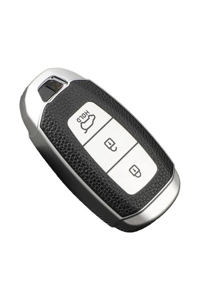 OEM Husă cheie argintie cu negru pentru Hyundai i30, ix35, ix25, Elantra, KONA, Solaris, Accent