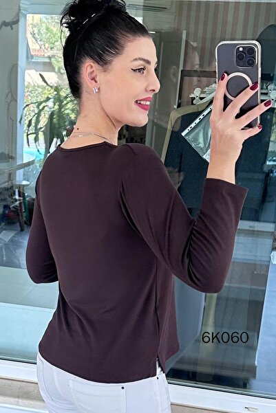 İnce Topuk V-Neck Strawberry Fabric Blouse 6K060