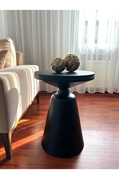 desping POND Modern Yan Sehpa Mantar Bohem Traverten - HARELİ SİYAH Sunta Tab...