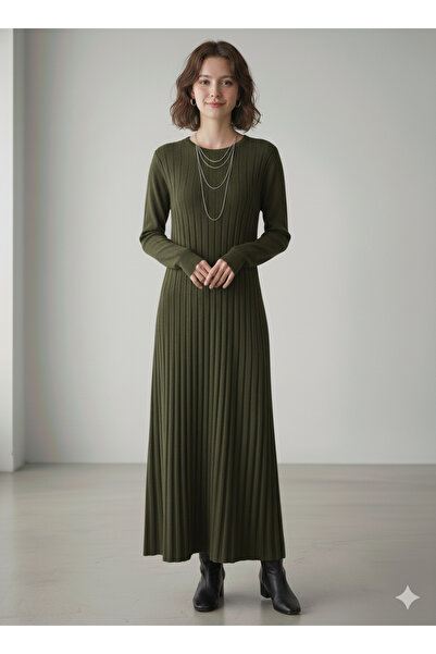 Sea Style Fitilli Uzun Triko Elbise