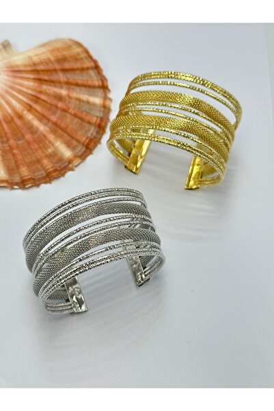 MyladyAccessoriess Hasır Görünüm Pirinç Kaplama Kelepçe Gold