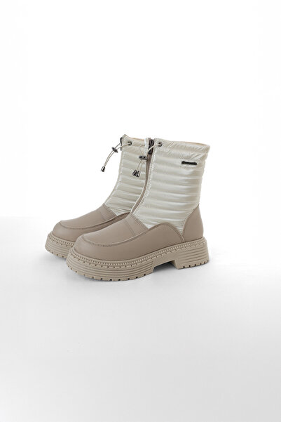 Pierre Cardin Women's Pc-54153 Quilted Boots with Front Zipper - Cream