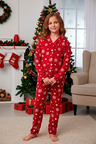 KAPİKİDS With Anniversary Concept with Gloves Suede Soft Warm-Keeping Girl's Pjamas