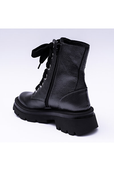 VAGAM Anthracite Grey Boots Made of Genuine Leather with High Soles