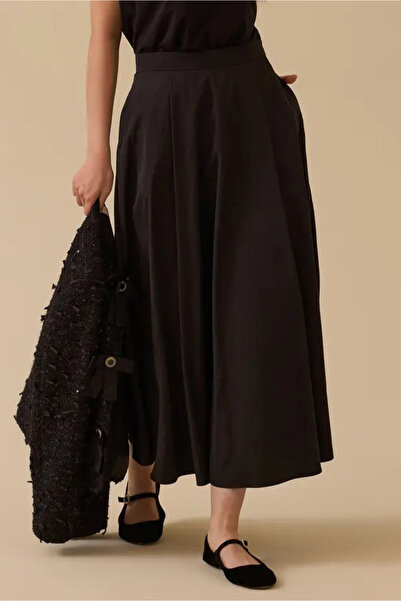 SEÇİL Kadın Cepli Kloş Etek - Siyah