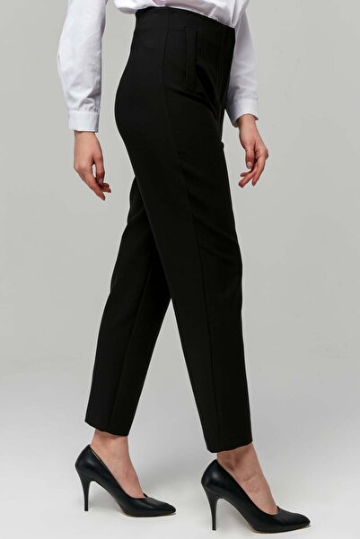 Milamia Women's High Waist Pocket Detailed Skinny Leg Ankle Length Fabric Pants