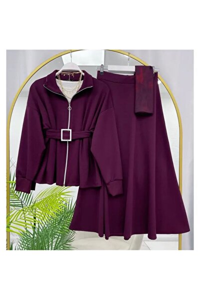 YILMAZBARMAZ Women's Belted Skirt Suit