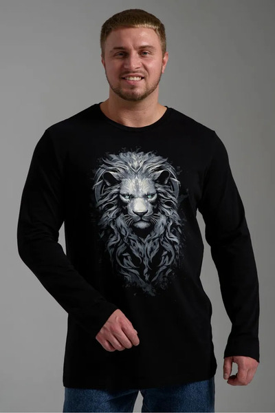 ELNOYA سويت شيرت مريح بأكمام طويلة للجنسين باللون الأسود من طراز “أسيلان” مطب...