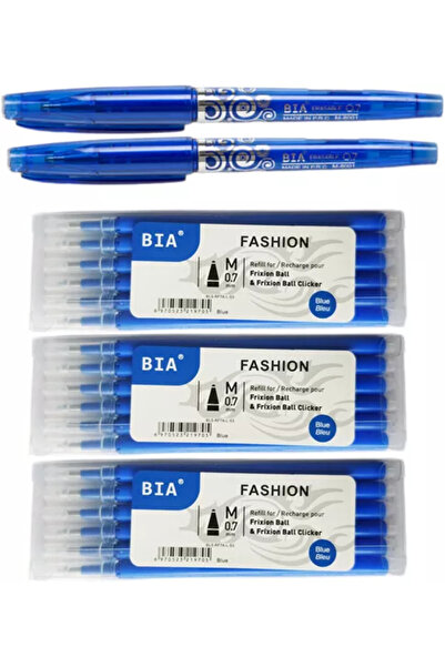 Bia Set 2 x Pixuri Roller Ștergătoare 0,7 mm cu Radieră și 18 Rezerve, Albast...