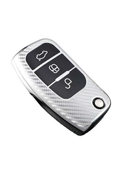 OEM Husa cheie Ford pentru Fiesta, Focus 2, EcoSport, Kuga, Escape, B-Max, C-Max, Galaxy — argintiu