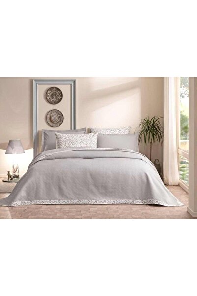 Özdilek Sarmaşık Single Jacquard Piped Piece Pike Set - Gray