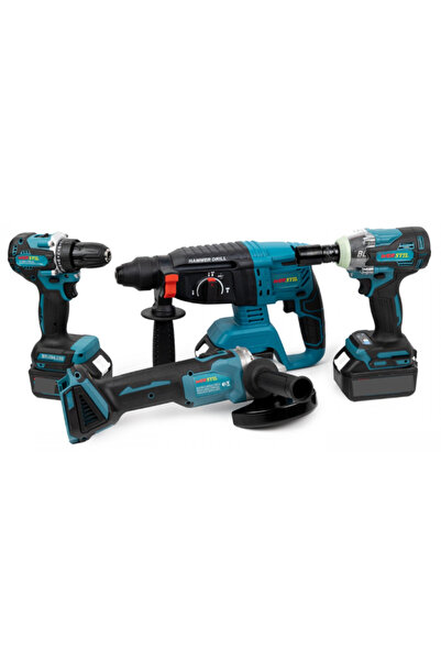 SokShop Tool Set: Auto-Drill Driver, Angle Grinder, Rotary Hammer, Impact Driver, 3x48V 5Ah Batteries