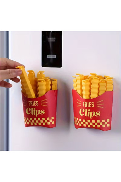 BABUN 12li Patates Kızartması Şeklinde Mıknatıslı Dolaba Yapışabilir Poşet Ambalaj Yiyecek Kilidi Klipsi