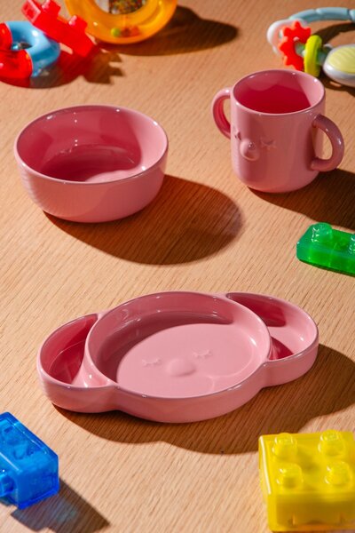 Le murano مجموعة طعام مومو مكونة من 3 قطع بنمط الكوالا |   وردي