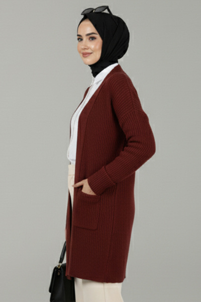 benguen Pocketed Knitwear Cardigan R4442 Red