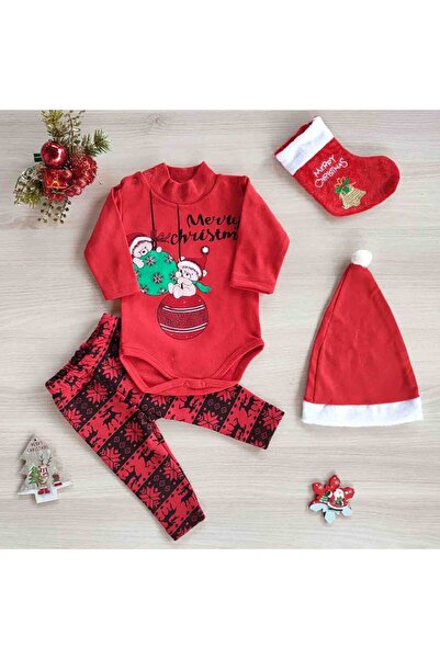 Pabbuc Set body, pantaloni si caciulita ursuleti Merry Christmas