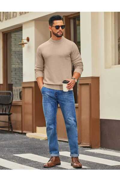 youknitwear you Diaz 100% Cotton Half Turtleneck Men's Knitwear Sweater