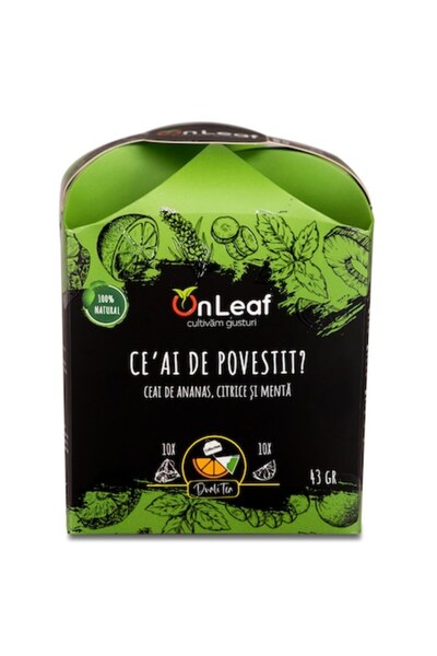 On Leaf Ceai de ananas, citrice și mentă — 10 pliculețe de ceai + 10 bucăți d...
