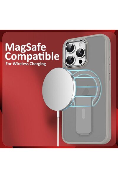 Margoun iPhone 16 Pro Case-Foldable Kickstand,Magnetic Magsafe,TPU+PC (Natural)