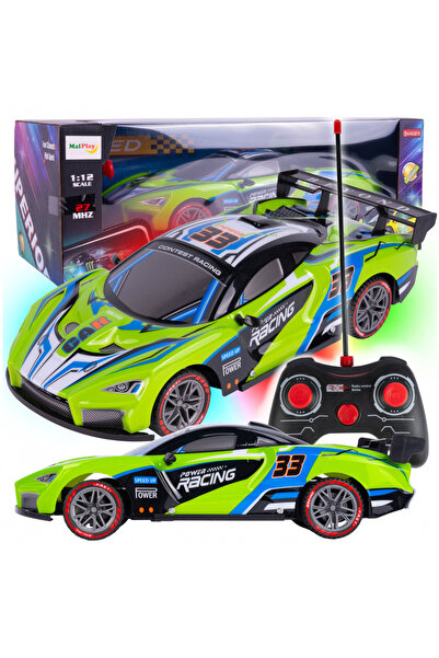 MalPlay Masinuta cu telecomanda pentru copii green, iluminare LED, cu roti de cauciuc, scara 1:12, dimensiun