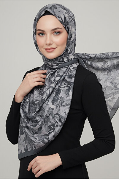 TOFİSA Σάλι Bamboo Crash Σειράς Elegance Flora σε Γκρι - 28003-GRI