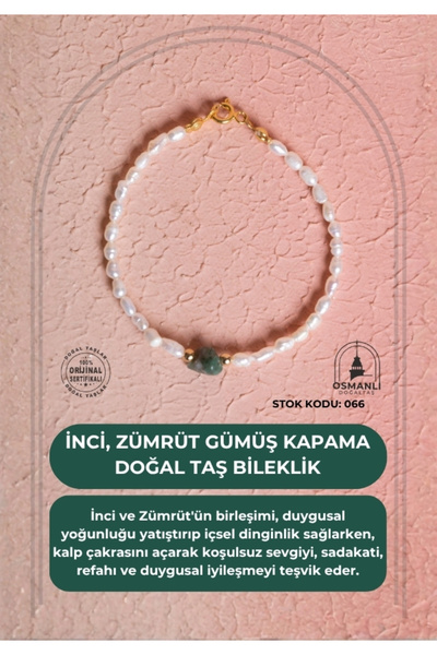 OSMANLI DOĞAL TAŞ سوار من الأحجار الطبيعية معتمد من اللؤلؤ والزمرد والفضة (رق...