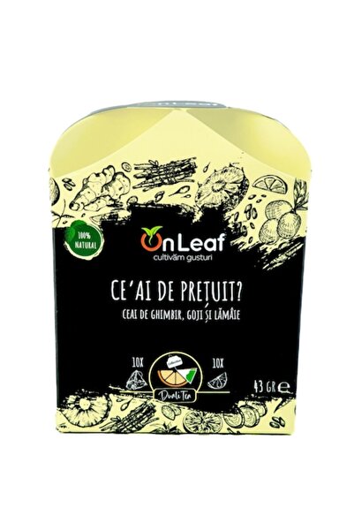 On Leaf Ginger, Goji and Lemon Tea, On Leaf, 10 Tea Bags + 10 Dehydrated Fruit, 43 g