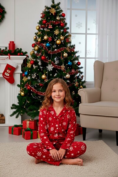 KAPİKİDS With Anniversary Concept with Gloves Suede Soft Warm-Keeping Girl's Pjamas