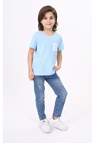 Toontoy Boys' Printed Crew Neck Short Sleeve T-Shirt - Pocket Detail