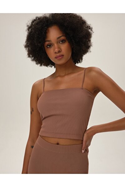 ESOTIQ BLOOVII Top scurt fără mâneci pentru femei, cu bretele spaghete și sutien încorporat, Basic | Original