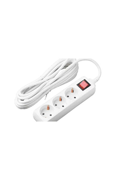 NO BRAND Prelungitor cu 3 prize, 5 m, cu întrerupător