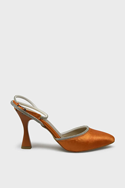 kanuga حذاء نسائي بكعب مزين بالأحجار للسهرات باللون البرتقالي SYMS23-01