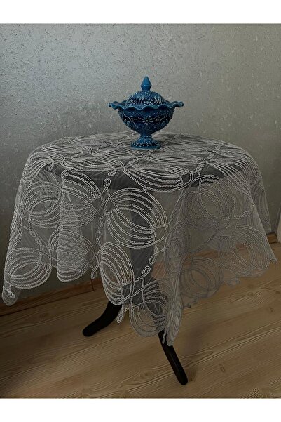 BRL ÇEYİZ HOME مفرش طاولة فيسكوس من التول المزين بالدانتيل