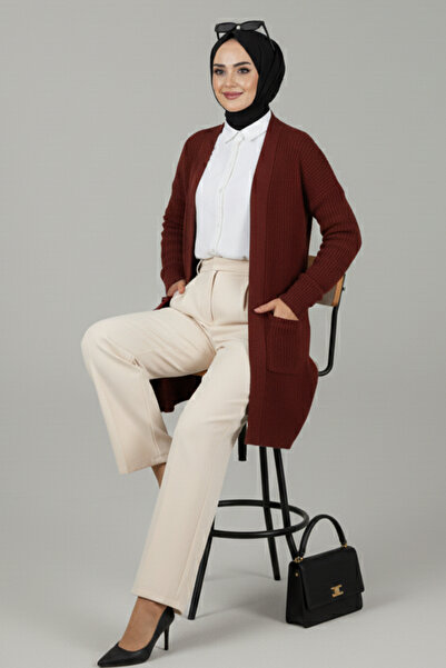 benguen Pocketed Knitwear Cardigan R4442 Red