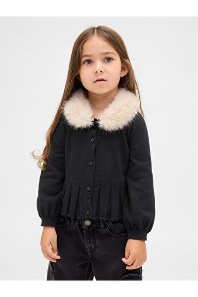 GAP Kız Bebek Siyah Suni Kürk Yaka Hırka