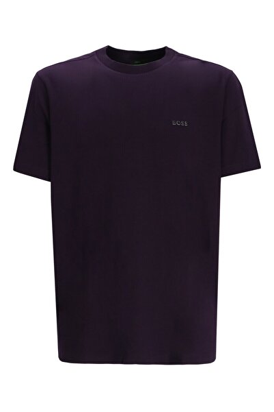 BOSS Men's Regular Fit Short Sleeve Solid Crew Neck Purple T-Shirt 50506373-517