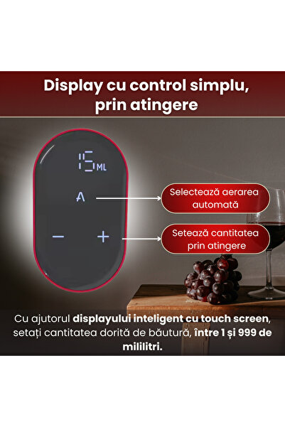 VRSmarty Smart wine and other beverage decanter and dispenser, Premium, Integrated automatic aerator, Red