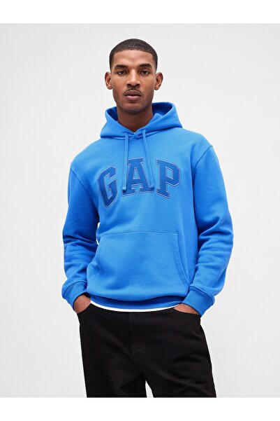 GAP Erkek Açık Mavi VintageSoft Arch Logo Sweatshirt