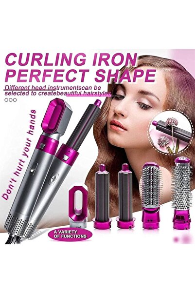 HYX 5-in-1 Hair Curler & Straightener Brush - 5 Interchangeable Barrels
