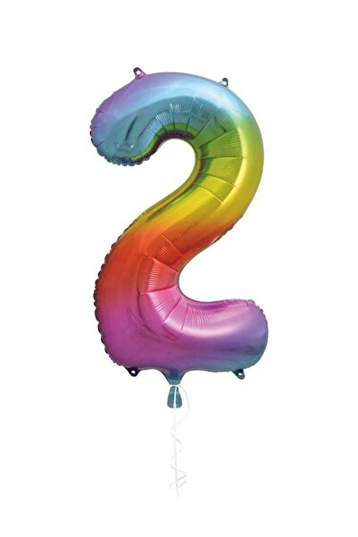 Generic 34" Giant Rainbow Number 2 Foil Balloon