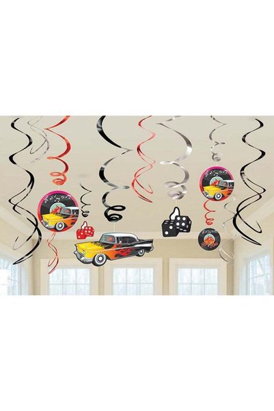 Generic 12-Piece Classic 50S Swirl Decorations for Birthday Party Decorations...
