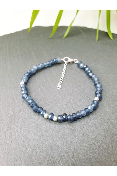 Abundo Bratara din jad safir si argint 925, 17 cm