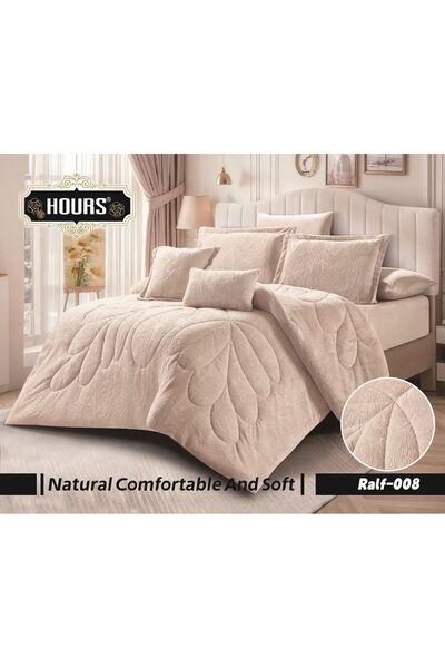 HOURS Butterfly Winter Double Bedspread Set, 8 Pieces, Velvet on Royal Fur