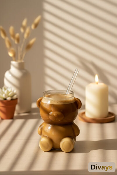 DİVAYS 1 Adet Isıya Dayanıklı Sevimli Ayıcık Bardak İskandinav Tarz Kahve Sunum Bardağı