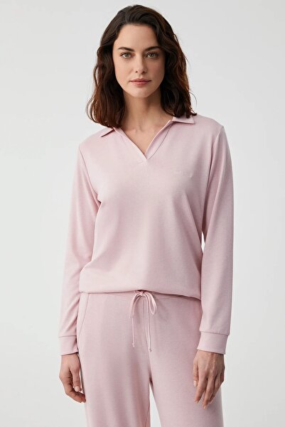 Catherine's Catherines Soft Textured Fabric Collar Long Sleeve Women's Pajama Set