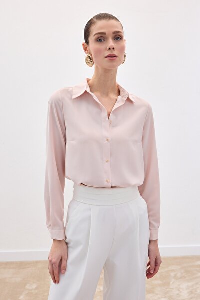 Sateen Plain Classic Shirt - Powder